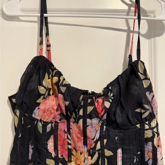 New w/ Tags - Black Floral Midi Dress - Picture 4 of 7